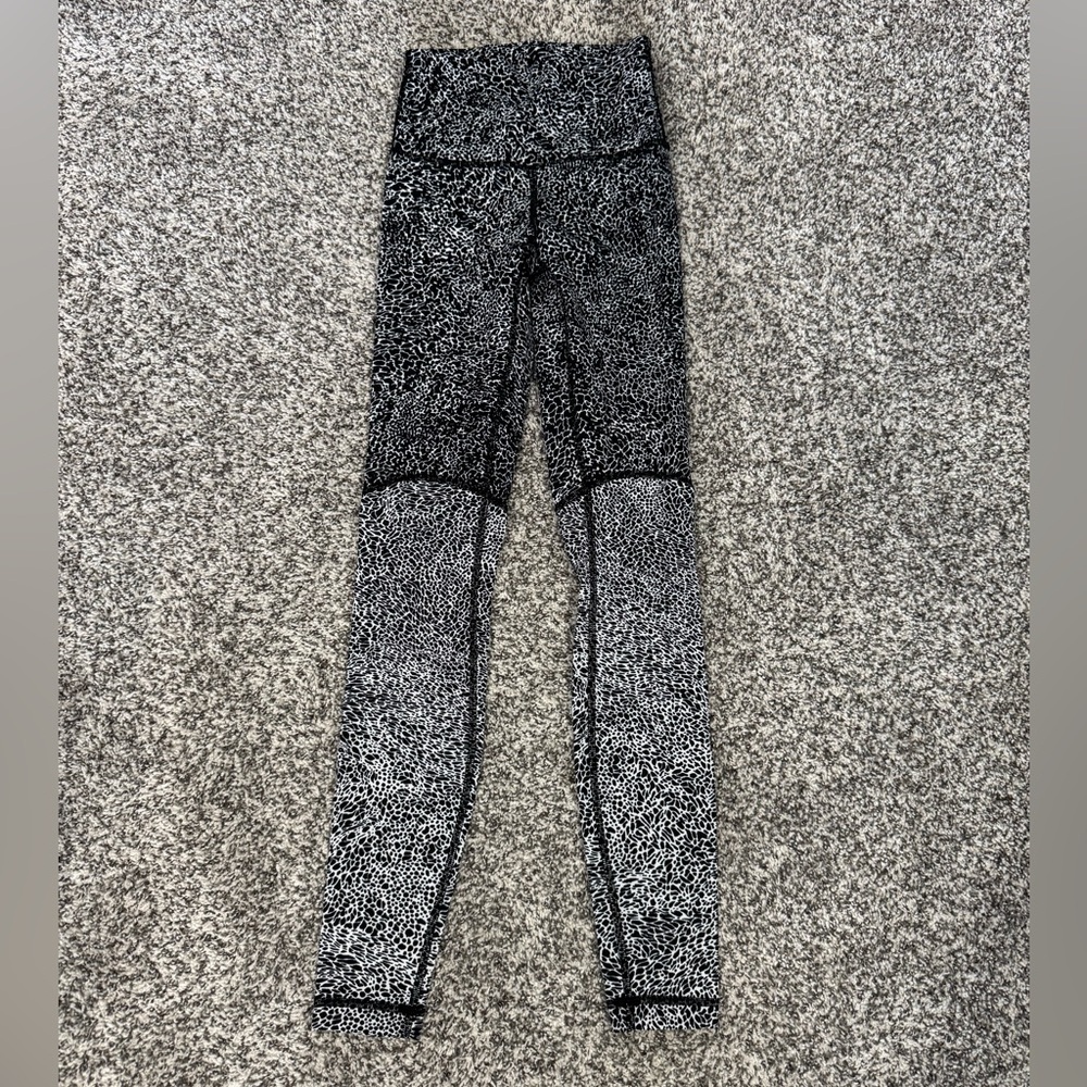 Lululemon Athletica Black and White Abstract Leggings